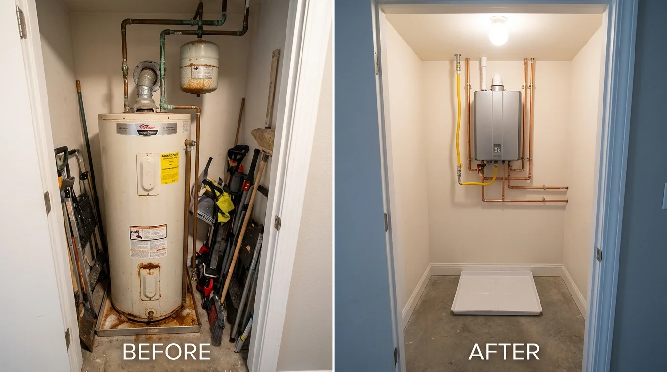 Tank water heater versus wall-mounted tankless unit comparison for Milton, LA homeowners